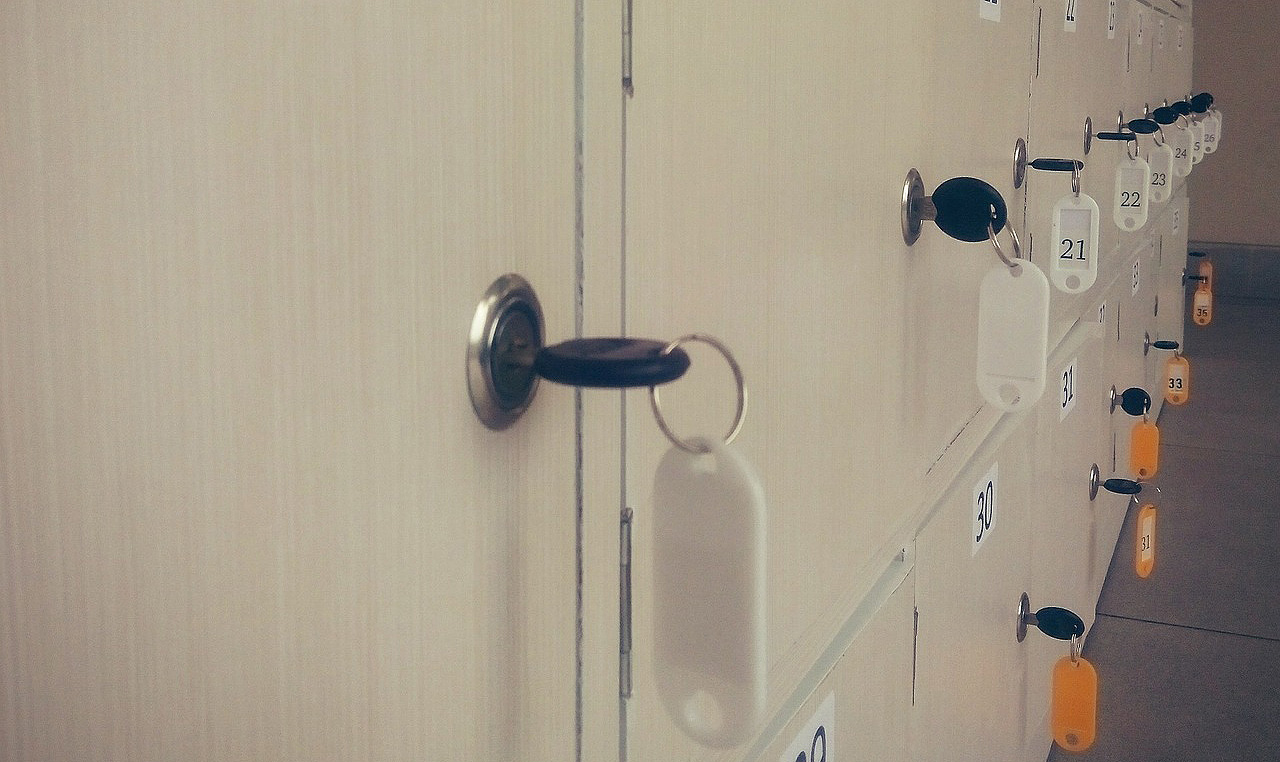 lockers with numbers and keys